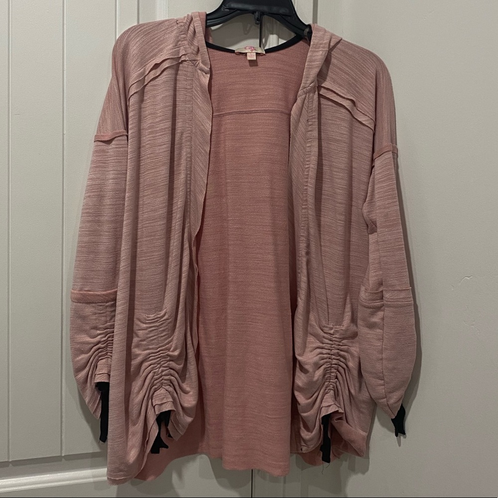 Girls pink sweater with scrunch design